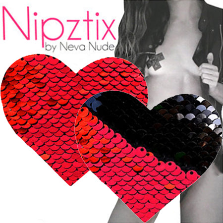 Neva Nude Pasty Heart Sequins Red To Bk - Zinful Pleasures