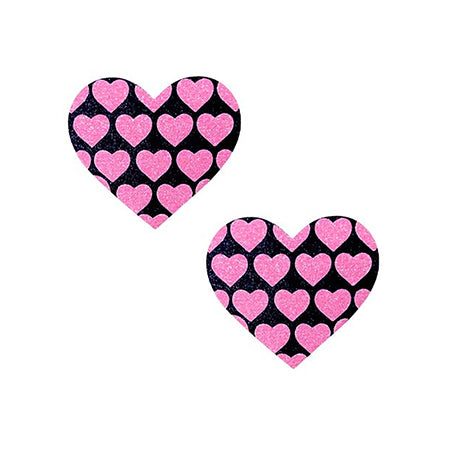 Neva Nude Pasty Hearts On Heart UV Pk/Bk - Zinful Pleasures