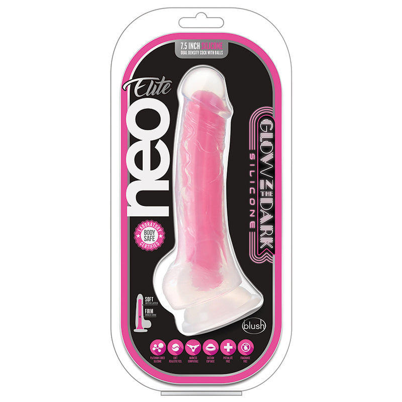 Neo Elite Glow In The Dark Silicone Dual Density With Balls 7.5